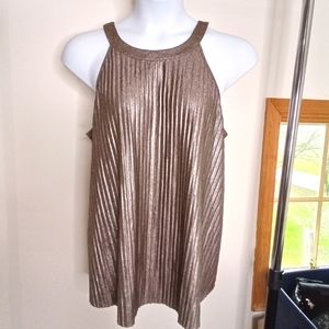 torrid Metallic Pleated Halter Tunic Top - Bronze